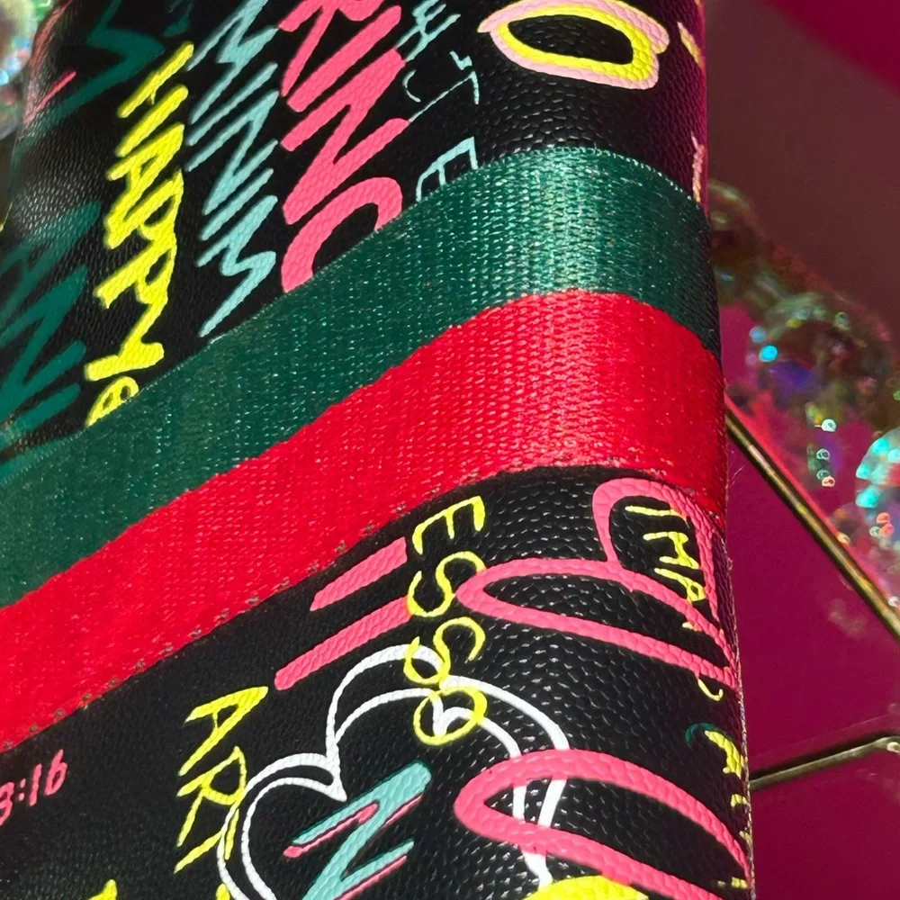 Alba Saffiano Leather Inspirational Black Zip-around Long Wallet 8” x 4.… - Picture 6 of 17